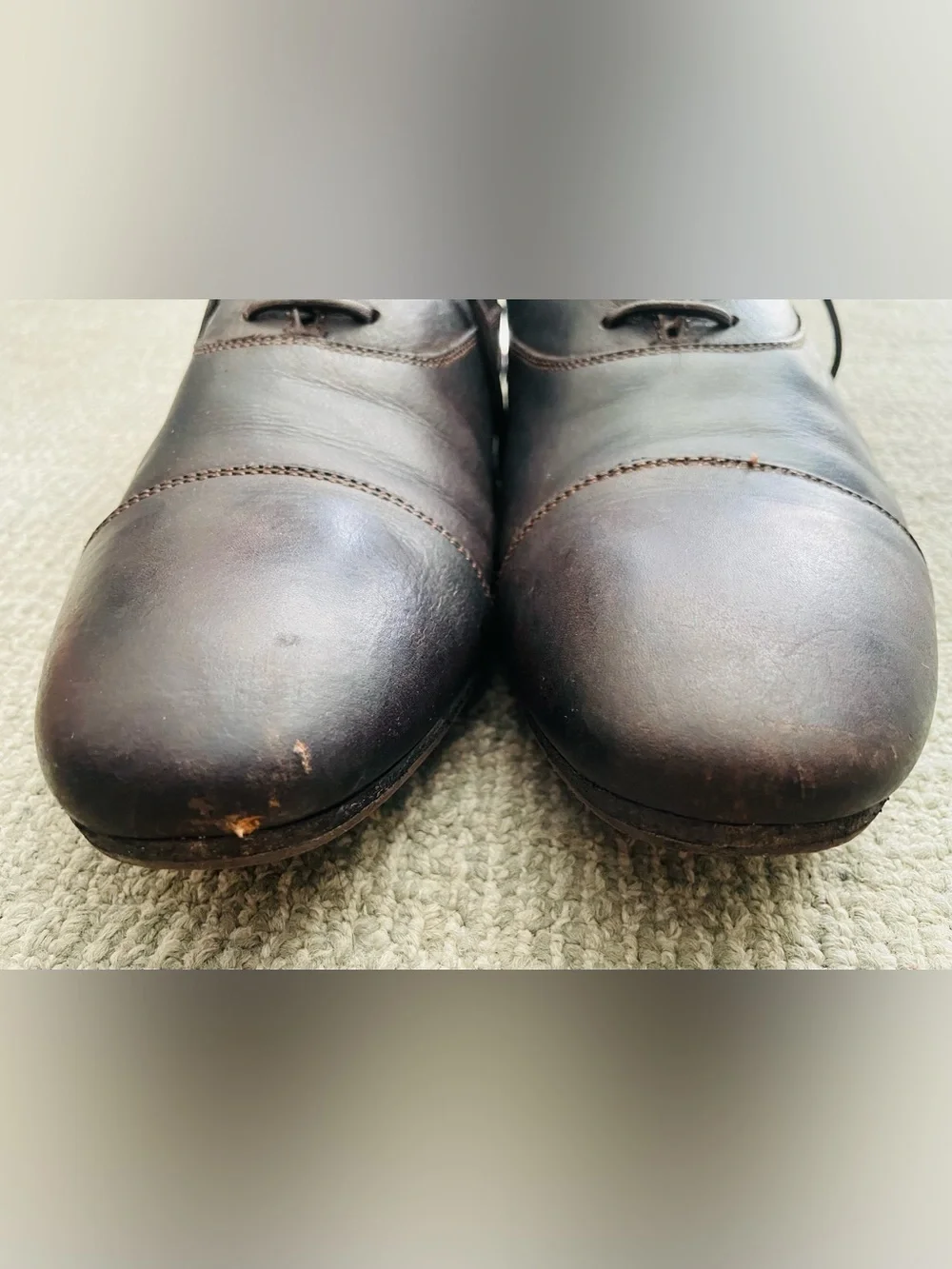 ALEXANDER McQUEEN Dark Brown Leather Cap-Toe Lace-Up Oxfords & Dust Bag- 43.5